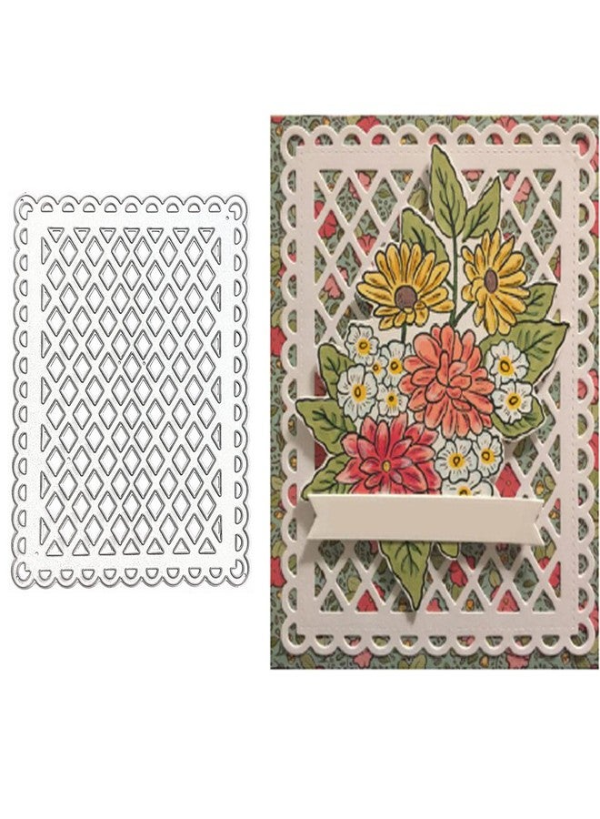 VOBRAMY XMYXCRAFT Grid Background Rectangle Metal Die Cuts, Net Lace Frame Cutting Dies Cut Stencils for DIY Scrapbooking Album Decorative Embossing Paper Dies Card Making - Image 1